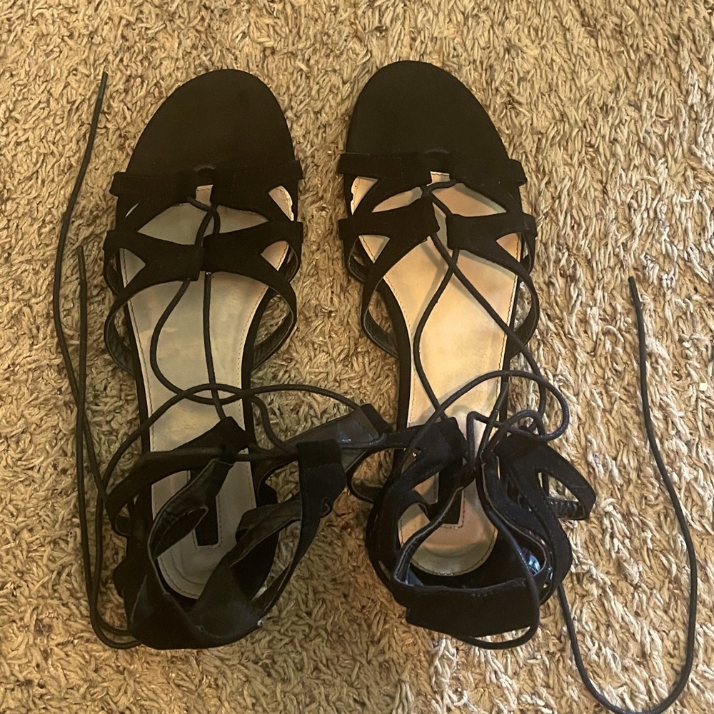 Forever 21 Black Lace Up Sandals